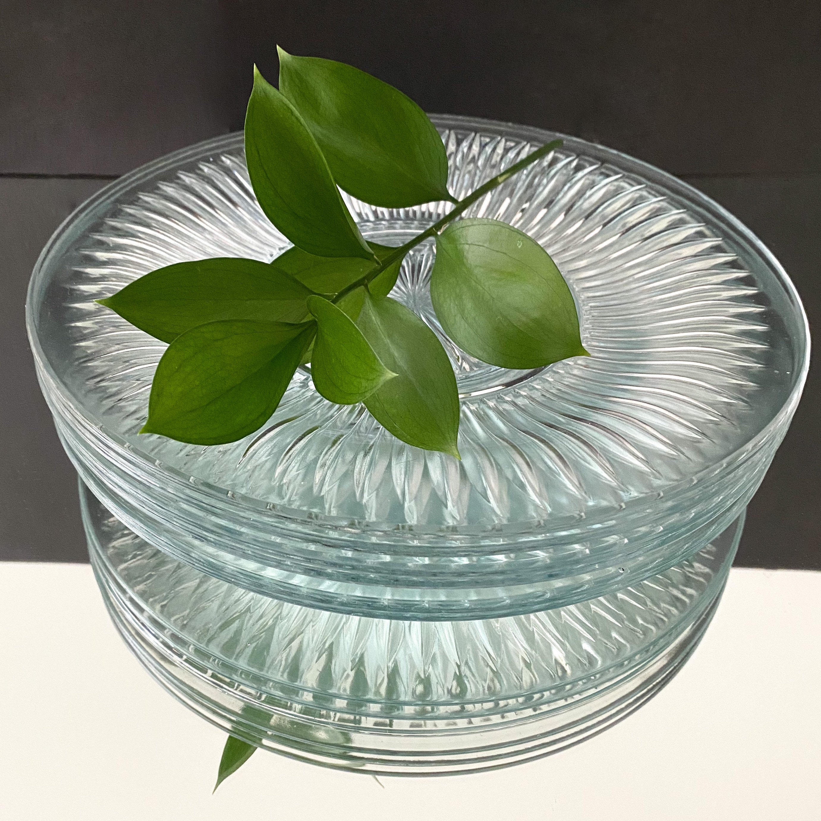 Vintage 19401960s Pressed Glass Dinner Plate (Set of 4) Starburst