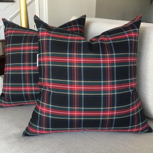 Black Tartan Pillow Cover Christmas Pillow, Christmas Plaid, Stewart Plaid, Black Plaid Pillow, Black Tartan, Holiday Pillow, Black Plaid image 1