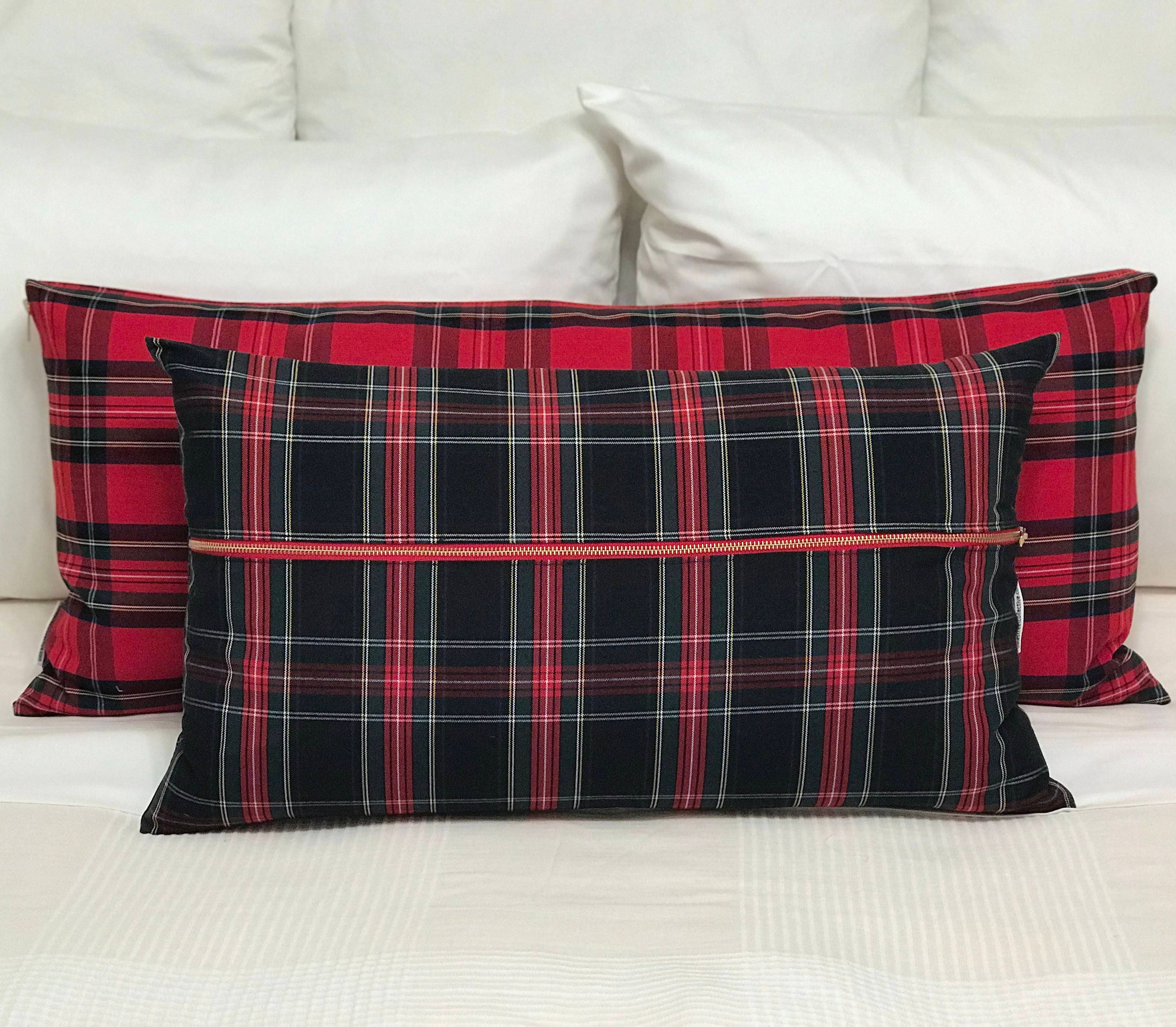 Oversized Red Plaid Lumbar Pillow Cover Christmas Lumbar Pillow
