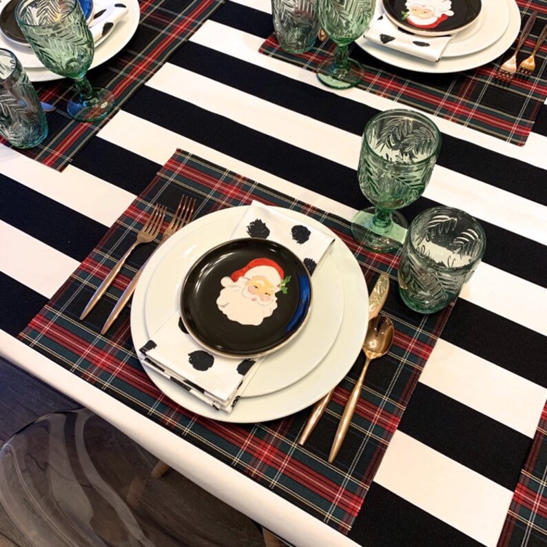 Black Tartan Placemats Christmas Placemats Christmas Plaid Etsy