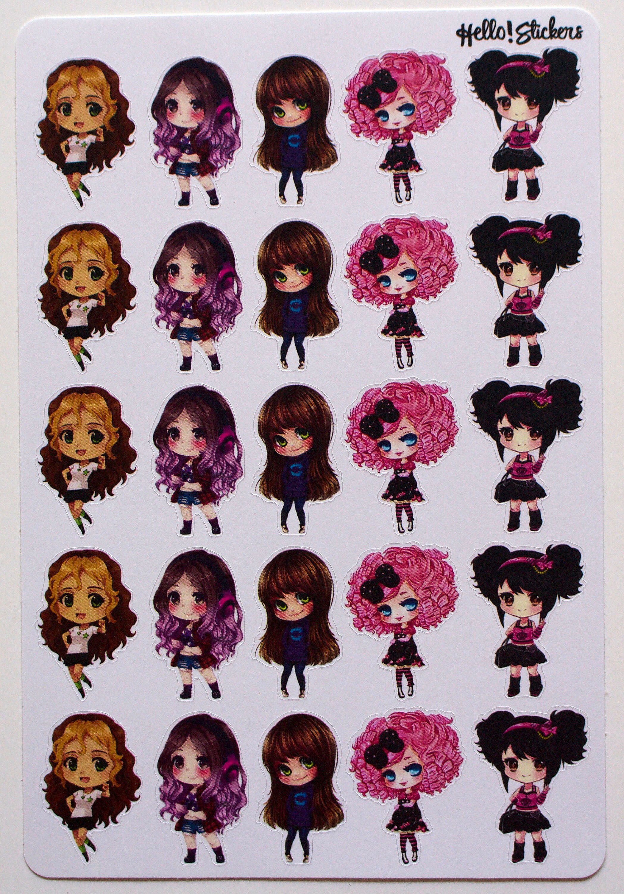 cute chibi girls stickers for planners kawaii sticker erin etsy