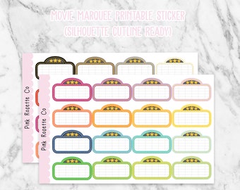 Movie Marquee Printable Sticker for Erin Condren, Happy Planner etc (Silhouette Ready)