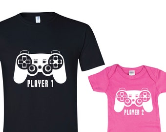 Father Daughter Matching Shirt Bodysuit Player 1 Player 2 Shirts Dad and Baby Matching Shirts Matching Family Shirts Girl Father's Day