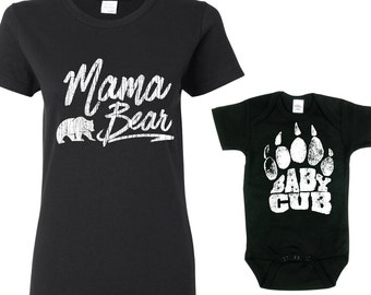 Mama Bear Shirt Baby Cub Bodysuit, Mother and Son Shirts, Mother's Day Shirt Mama Bear Cub Mother's Day Gift