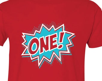 Superhero Birthday Shirt - Red Comic Book Shirt - First, Second, Third, Fourth Birthday Black Hot Pink