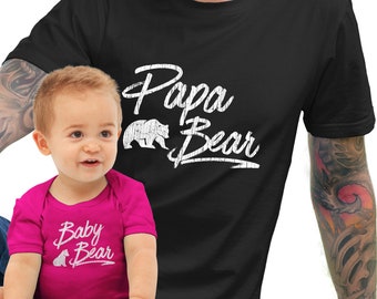 Dad and Baby Matching Shirts Father Daughter Gift, Papa Bear Baby Bear