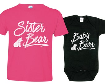 Big Sister Shirt Baby Announcement Shirt Girl Sibling Shirts Sister Bear Baby Bear Announcement Shirt