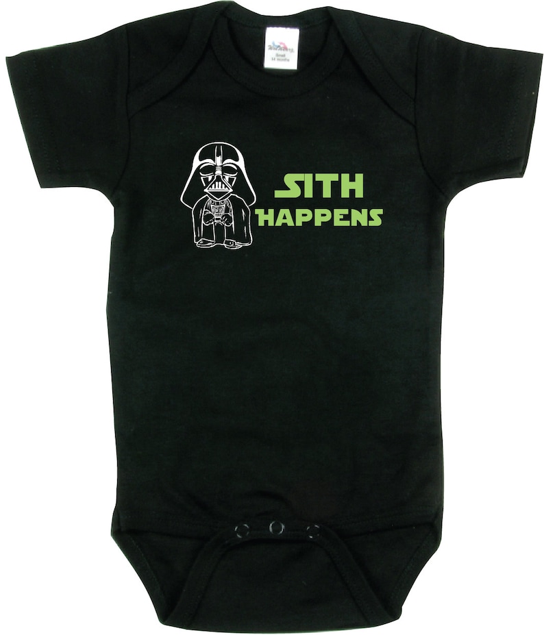 Sith Happens Funny Star Wars Baby Outfit, Shower Gift image 1