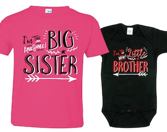 Big Sister, Little Brother - Funny Siblings Outfits, Gift Set