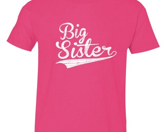 Big Sister - Funny Matching Sibling Baseball Script Shirt
