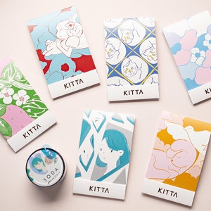 Fita adesiva washi pré-cortada KITTA ilustrada / artigos de papelaria japoneses para artesanato