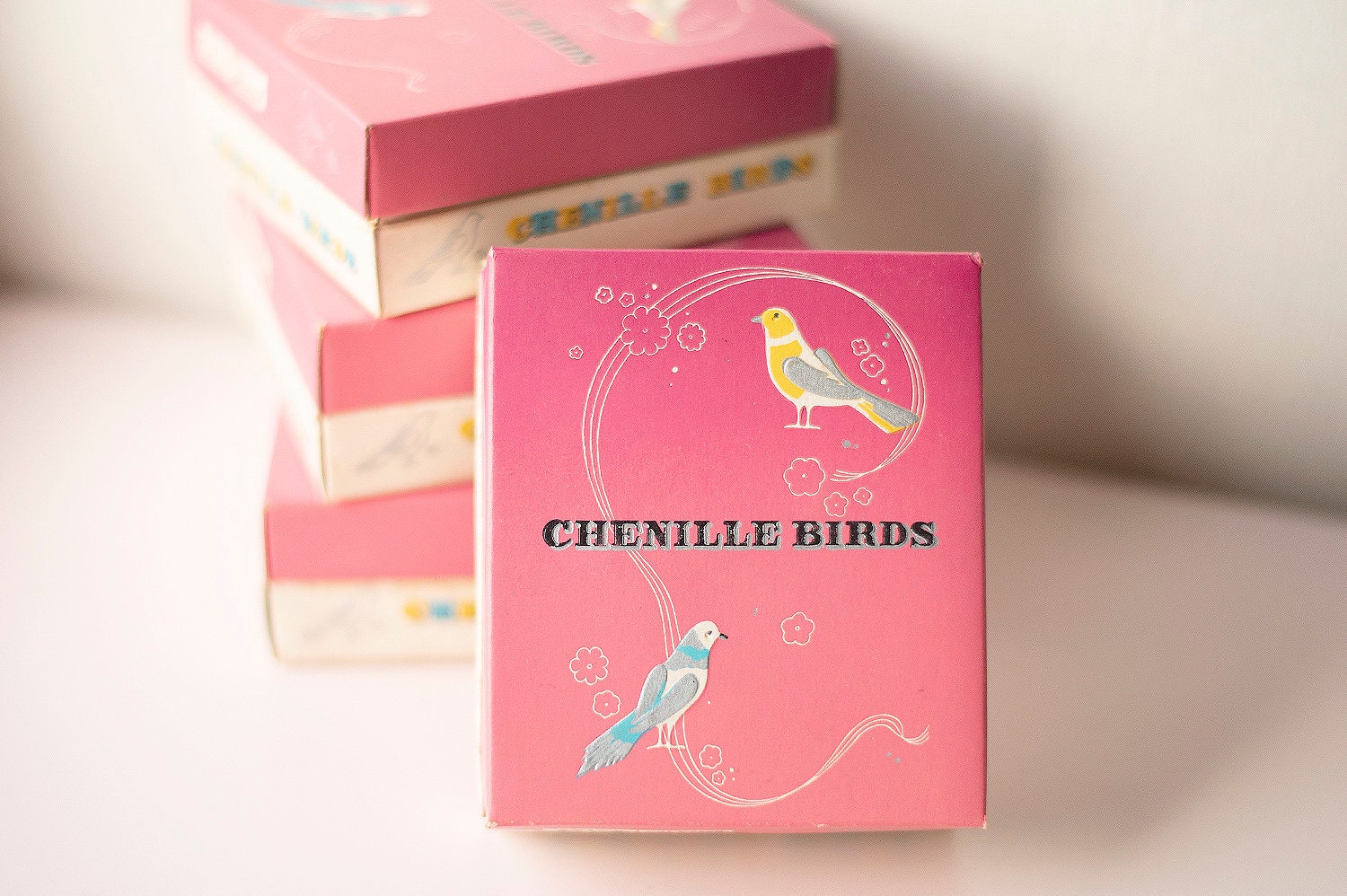 Vintage Small Chenille Birds Original Box Packaging of 12 / Deadstock…
