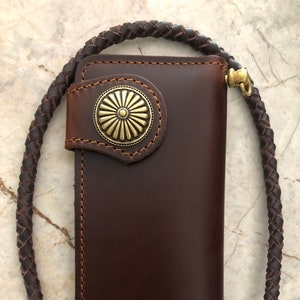 Leder Biker Brieftasche Kette Herren Bifold Brieftasche Handgefertigte Leder Lanyard Brieftasche Lange Brieftasche Biker Geschenk für Grad Geschenk für Männer Geschenk für ihn