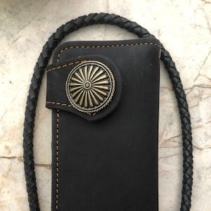 Leder Biker Brieftasche Kette Herren Bifold Brieftasche Handgefertigte Leder Lanyard Brieftasche Lange Brieftasche Biker Geschenk für Grad Geschenk für Männer Geschenk für ihn