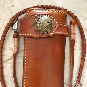 Leder Biker Brieftasche Kette Herren Bifold Brieftasche Handgefertigte Leder Lanyard Brieftasche Lange Brieftasche Biker Geschenk für Grad Geschenk für Männer Geschenk für ihn