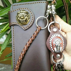 Leder Biker Brieftasche Kette Herren Bifold Brieftasche Handgefertigte Leder Lanyard Brieftasche Lange Brieftasche Biker Geschenk für Grad Geschenk für Männer Geschenk für ihn