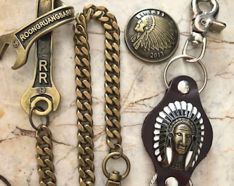 Biker Solid Brass Chain Wallet  Brass Wallet Chain Biker Keychain Wallet Purse Chain Brass Keychain Handmade Motorcycle Wallet Chain