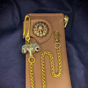 Cartera de motociclista de cuero con cadena, billetera plegable para hombre, billetera de cuero hecha a mano, billetera con cadena, billetera larga, regalo de motociclista para graduados, regalo para hombres, regalo para él