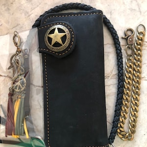 Leder Biker Brieftasche Kette Herren Bifold Brieftasche Handgefertigte Leder Brieftasche Kette Brieftasche Lange Brieftasche Biker Geschenk für Grad Geschenk für Männer Geschenk für ihn