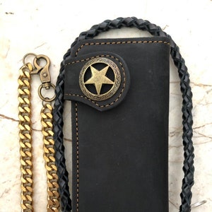 Leder Biker Brieftasche Kette Herren Bifold Brieftasche Handgefertigte Leder Brieftasche Kette Brieftasche Lange Brieftasche Biker Geschenk für Grad Geschenk für Männer Geschenk für ihn