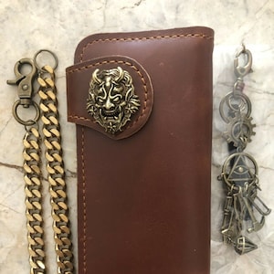 Leder Biker Brieftasche Kette Herren Bifold Brieftasche Handgefertigte Leder Brieftasche Kette Brieftasche Lange Brieftasche Biker Geschenk für Grad Geschenk für Männer Geschenk für ihn