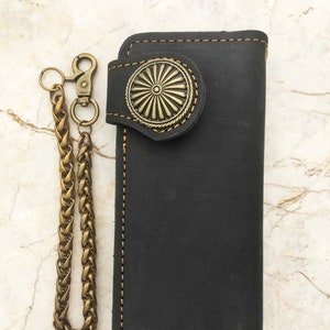 Leder Biker Brieftasche Kette Herren Bifold Brieftasche Handgefertigte Leder Brieftasche Kette Brieftasche Lange Brieftasche Biker Geschenk für Grad Geschenk für Männer Geschenk für ihn