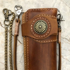 Leder Biker Brieftasche Kette Herren Bifold Brieftasche Handgefertigte Leder Brieftasche Kette Brieftasche Lange Brieftasche Biker Geschenk für Grad Geschenk für Männer Geschenk für ihn