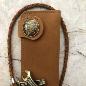 Leder Biker Brieftasche Kette Herren Bifold Brieftasche Handgefertigte Leder Lanyard Brieftasche Lange Brieftasche Biker Geschenk für Grad Geschenk für Männer Geschenk für ihn