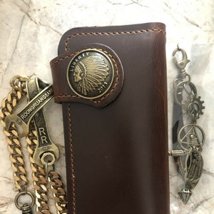 Leder Biker Brieftasche Kette Herren Bifold Brieftasche Handgefertigte Leder Brieftasche Kette Brieftasche Lange Brieftasche Biker Geschenk für Grad Geschenk für Männer Geschenk für ihn