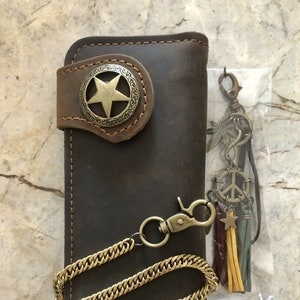 Leder Biker Brieftasche Kette Herren Bifold Brieftasche Handgefertigte Leder Brieftasche Kette Brieftasche Lange Brieftasche Biker Geschenk für Grad Geschenk für Männer Geschenk für ihn