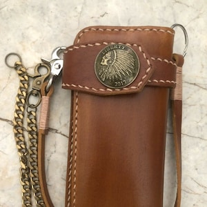 Leder Biker Brieftasche Kette Herren Bifold Brieftasche Handgefertigte Leder Brieftasche Kette Brieftasche Lange Brieftasche Biker Geschenk für Grad Geschenk für Männer Geschenk für ihn