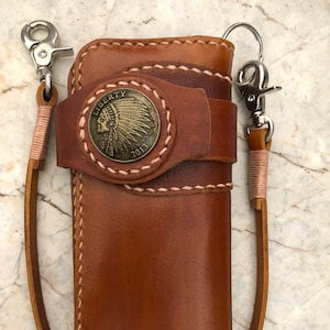 Leder Biker Brieftasche Kette Herren Bifold Brieftasche Handgefertigte Leder Lanyard Brieftasche Lange Brieftasche Biker Geschenk für Grad Geschenk für Männer Geschenk für ihn