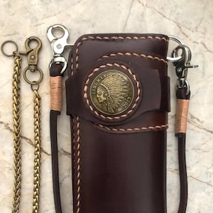 Leder Biker Brieftasche Kette Herren Bifold Brieftasche Handgefertigte Leder Brieftasche Kette Brieftasche Lange Brieftasche Biker Geschenk für Grad Geschenk für Männer Geschenk für ihn