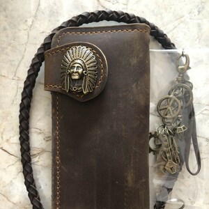 Leder Biker Brieftasche Kette Herren Bifold Brieftasche Handgefertigte Leder Lanyard Brieftasche Lange Brieftasche Biker Geschenk für Grad Geschenk für Männer Geschenk für ihn