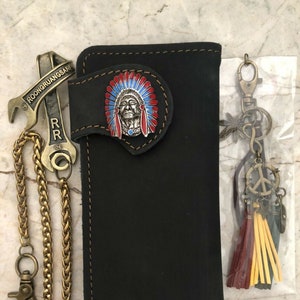 Leder Biker Brieftasche Kette Herren Bifold Brieftasche Handgefertigte Leder Brieftasche Kette Brieftasche Lange Brieftasche Biker Geschenk für Grad Geschenk für Männer Geschenk für ihn