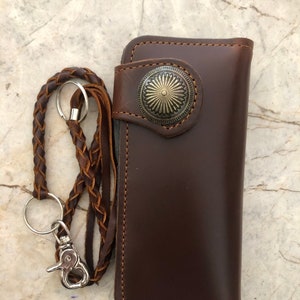 Leder Biker Brieftasche Kette Herren Bifold Brieftasche Handgefertigte Leder Lanyard Brieftasche Lange Brieftasche Biker Geschenk für Grad Geschenk für Männer Geschenk für ihn