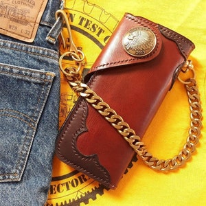 Leder Biker Brieftasche Kette Herren Bifold Brieftasche Handgefertigte Leder Brieftasche Kette Brieftasche Lange Brieftasche Biker Geschenk für Grad Geschenk für Männer Geschenk für ihn