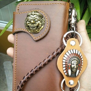 Leder Biker Brieftasche Kette Herren Bifold Brieftasche Handgefertigte Leder Lanyard Brieftasche Lange Brieftasche Biker Geschenk für Grad Geschenk für Männer Geschenk für ihn