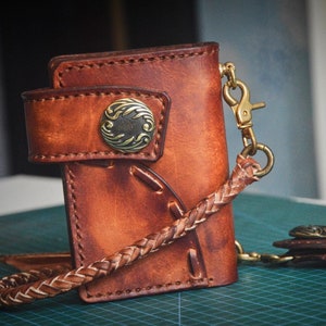 Leder Biker Brieftasche Kette Herren Bifold Brieftasche Handgefertigte Leder Brieftasche Kette Brieftasche Lanyard Brieftasche Geschenk für Grad Geschenk für Männer Geschenk für ihn
