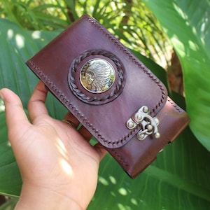Personalized Leather Cell Phone Holster For Belt Handmade Leather Phone Case Custom Phone Case Gift for Him Gift for Men Gift for Dad