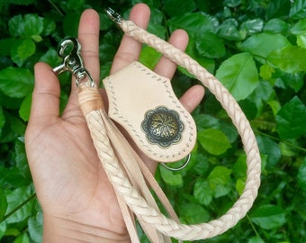 Braided Leather Wallet Chain Biker Leather Rope Wallet Chain Lanyard Wallet Chain Leather Cord Leather Chain Wallet Leather Strap Wallet