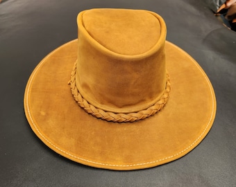 Cattleman Cowboy Hat Foldable Hat Genuine Leather Australian Hat Mens Leather Hats Womans Leather Hat Western Trekking Australian Bush Hat