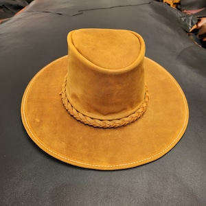 Cattleman Cowboy Hat Foldable Hat Genuine Leather Australian Hat Mens Leather Hats Womans Leather Hat Western Trekking Australian Bush Hat
