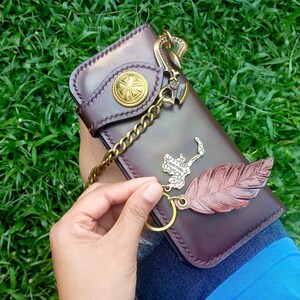 Leder Biker Brieftasche Kette Herren Bifold Brieftasche Handgefertigte Leder Brieftasche Kette Brieftasche Lange Brieftasche Biker Geschenk für Grad Geschenk für Männer Geschenk für ihn