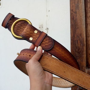 Handmade Men&#39;s Western Leather Belt Personalized Leather Belts Genuine Full Grain Tooled Leather Belt Removable Buckle Cowboy Belt Strap