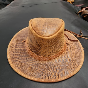 Cattleman Cowboy Hat Foldable Hat Genuine Leather Australian Hat Mens Leather Hats Womans Leather Hat Western Trekking Australian Bush Hat