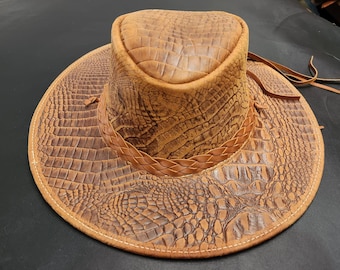 Cattleman Cowboy Hat Foldable Hat Genuine Leather Australian Hat Mens Leather Hats Womans Leather Hat Western Trekking Australian Bush Hat