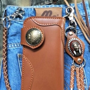 Leder Biker Brieftasche Kette Herren Bifold Brieftasche Handgefertigte Leder Lanyard Brieftasche Lange Brieftasche Biker Geschenk für Grad Geschenk für Männer Geschenk für ihn