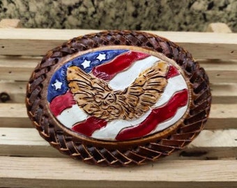 Western Leder Gürtelschnalle Floral Hand punziert Leder geschnitzte Lederschnalle Handgemachte Gürtelschnalle Geschenk für ihn Geschenk für Männer Geschenk für Papa
