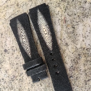 Black Stingray Skin Leather Watch Bands Handmade Watch Strap Stingray Leather Watch Strap 24mm 22mm 21mm 20mm 19mm 18mm Gift Watch